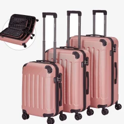 3 tlg. Reisekoffer Set Rosé-Gold