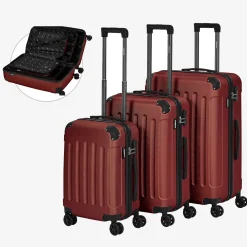 3 tlg. Reisekoffer Set Rot