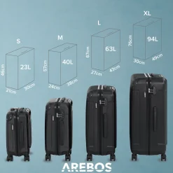 4 tlg. Reisekoffer Set Schwarz