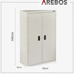 Aktenschrank_Garagenschrank 140 x 90 x 40 cm Schwarz