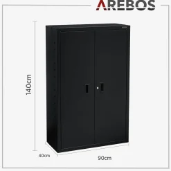 Aktenschrank_Garagenschrank 140 x 90 x 40 cm Schwarz