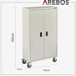 Aktenschrank_Garagenschrank 155 x 90 x 40 cm mit Rollen