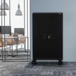 Aktenschrank_Garagenschrank 155 x 90 x 40 cm mit Rollen