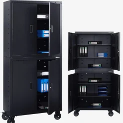 Aktenschrank mit Rollen und 4 Einlegeböden 180 cm