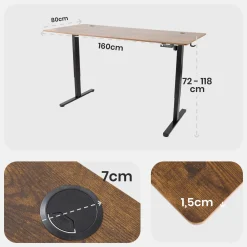 Höhenverstellbarer Schreibtisch 160 x 80 cm