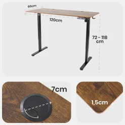 Höhenverstellbarer Schreibtisch 120 x 60 cm
