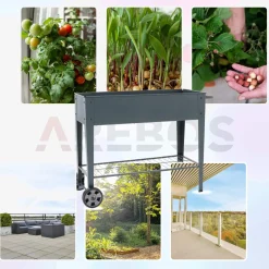 Hochbeet aus Metall mit Rädern - Anthrazit