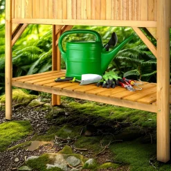 Holz Hochbeet mit Ablage und Frühbeet-Aufsatz