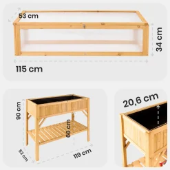 Holz Hochbeet mit Ablage und Frühbeet-Aufsatz