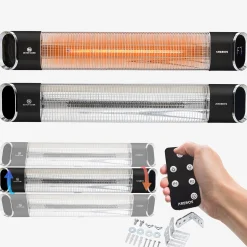 Infrarot Heizstrahler 2000W mit Fernbedienung Premium Schwarz