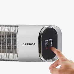 Infrarot Heizstrahler 2000W mit Stativ & Fernbedienung Silber