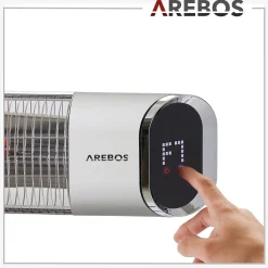 Infrarot Heizstrahler 2000W mit Fernbedienung Premium Silber
