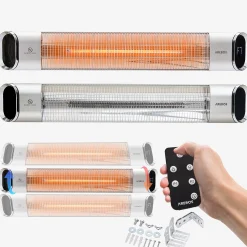 Infrarot Heizstrahler 2000W mit Fernbedienung Premium Silber
