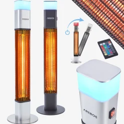 Infrarot Terrassenheizstrahler 1500W mit LED Silber