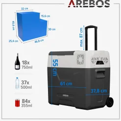 Kompressor Kühlbox mit Rollen 47 L