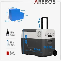 Kompressor Kühlbox mit Rollen 39 L