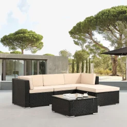 Polyrattan - Sitzgruppe "Palma" Schwarz
