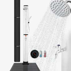 Solardusche 40L mit Thermometer, Handbrause & Bodenelement Anthrazit