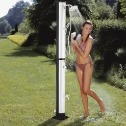 Solardusche 40L mit Thermometer, Handbrause & Bodenelement Anthrazit