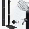 Solardusche 35L Schwarz & Bodenelement Anthrazit