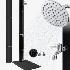 Solardusche 35L Schwarz & Bodenelement Anthrazit