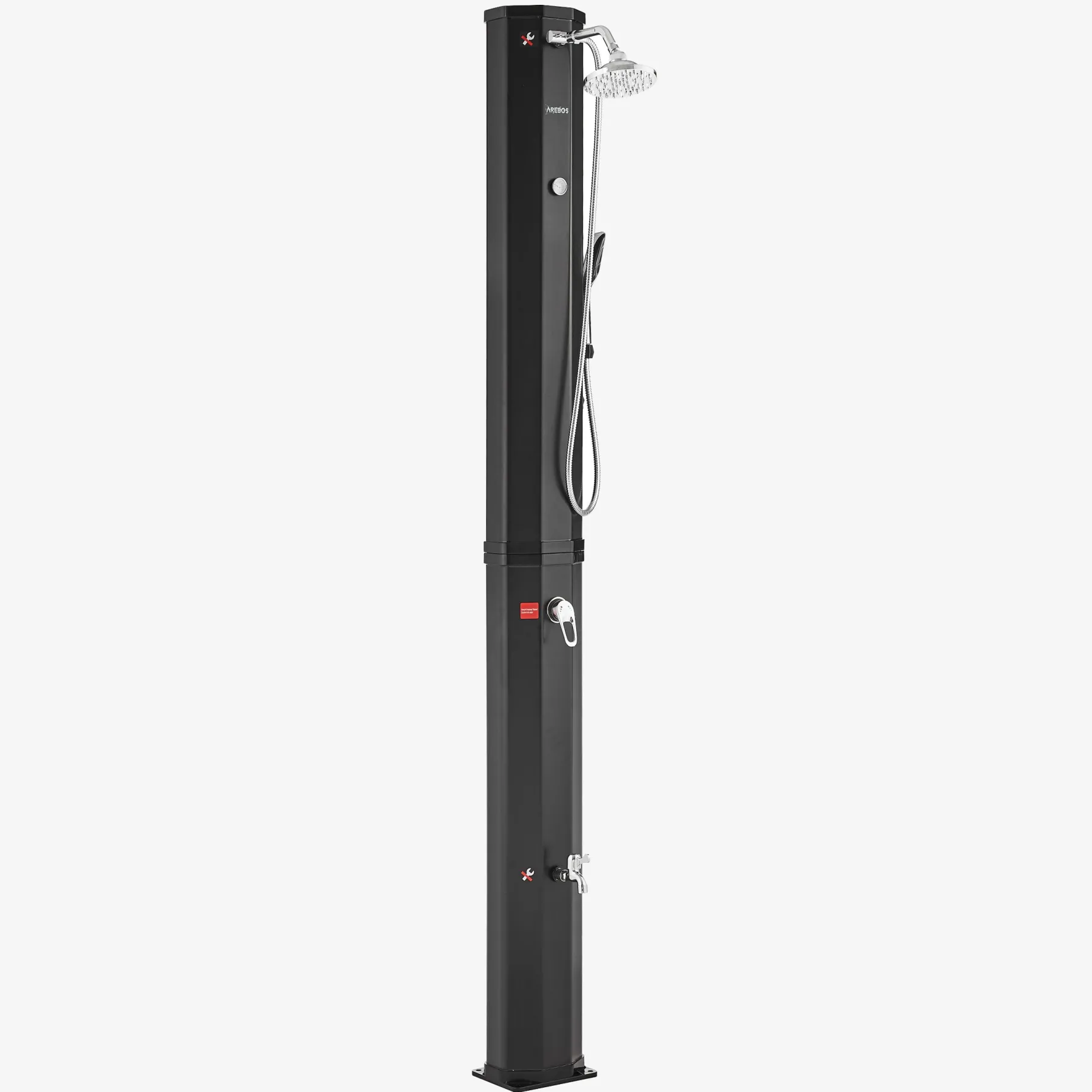 Solardusche 60L schwarz + Bodenplatte Anthrazit