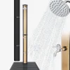 Solardusche 35L Schwarz golden mit Bodenplatte Anthrazit