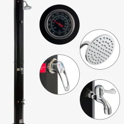 Solardusche 35L schwarz mit Thermometer