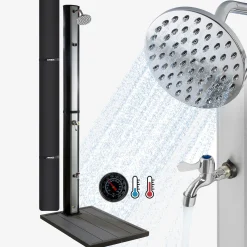 Solardusche 35L Silber - Bodenelement Anthrazit