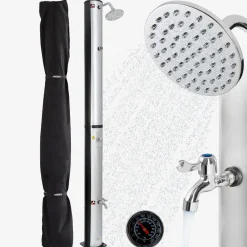 Solardusche 37L silber - rund - mit Thermometer