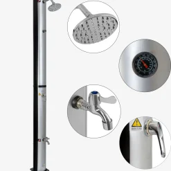 Solardusche 37L silber - rund - mit Thermometer