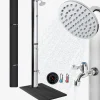 Solardusche 37L Silber rund - Bodenelement Anthrazit