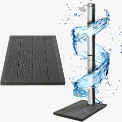 Solardusche 37L Silber rund - Bodenelement Anthrazit