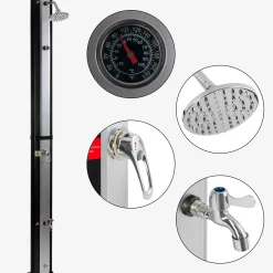 Solardusche 35L silber/schwarz mit Thermometer