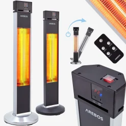Terrassenheizstrahler 2000W - Fernbedienung Silber