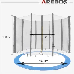 Trampolin Randabdeckung + Netz 460 cm 12 Stangen