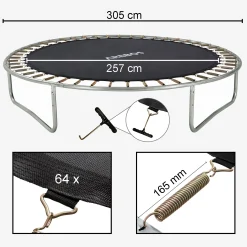 Trampolin Sprungmatte 305 cm 64 Ösen 165 mm