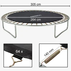Trampolin Sprungmatte 305 cm 64 Ösen 140 mm