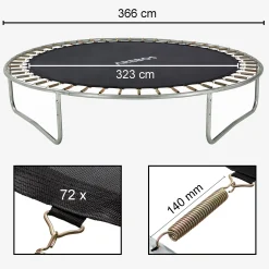 Trampolin Sprungmatte 366 cm 72 Ösen 140 mm