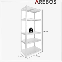 2x Schwerlastregal 180 x 75 x 45 cm 875 kg Silber