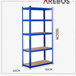 2x Schwerlastregal 180 x 90 x 40 cm 875 kg Blau